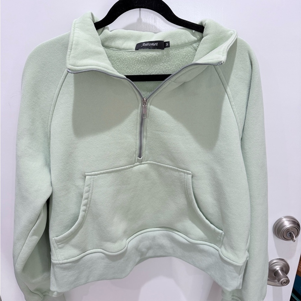 Women's Mint Green Half-Zip Pullover